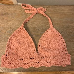 Indonesian Peach Crochet Bikini Top
